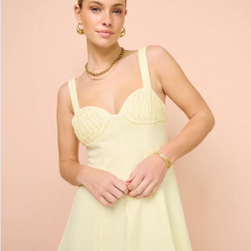 Carla Embroidered Longline Dress in Limoncello